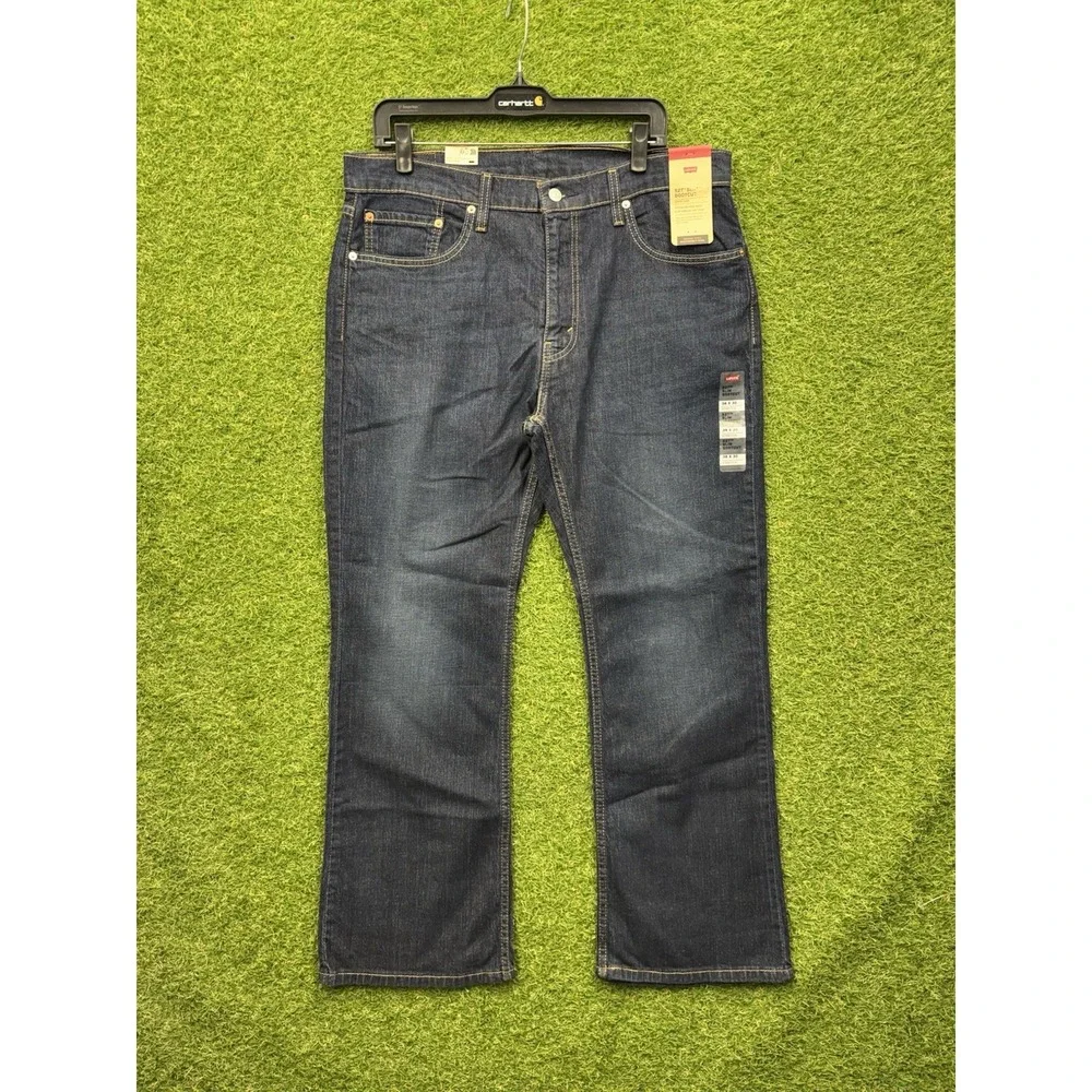 Levis 527 Jeans Mens 36x30 Blue Dark Wash Standard Bootcut Faded Whisker NEW